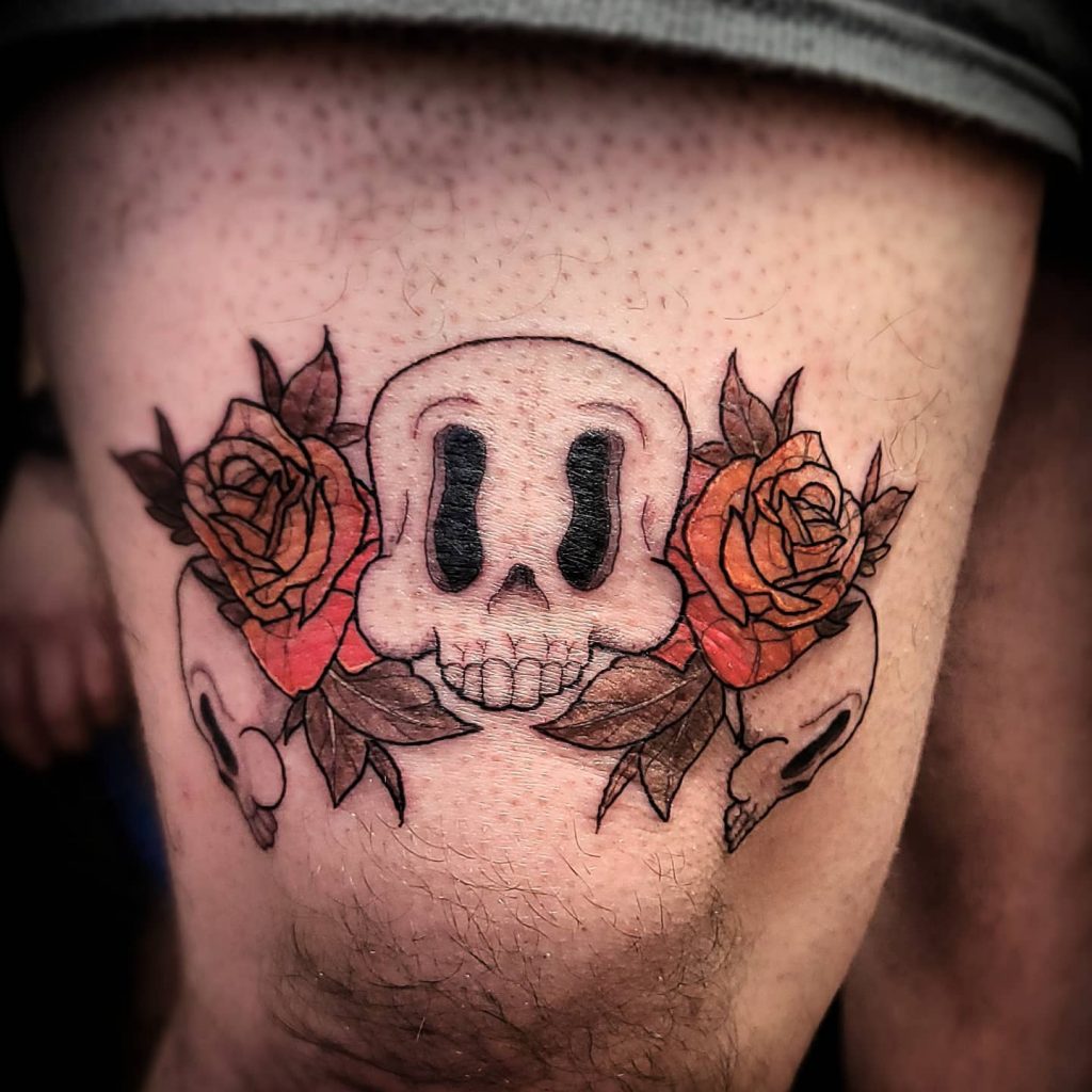 Corey Kennedy Skull and Roses Tattoo